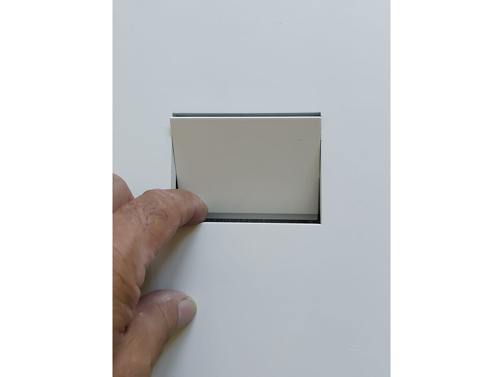 Maniglia Incasso Rettangolare Porta Scorrevole/Battente Atomo nottolino chiusura a Toppa mm.122x113 da Verniciare | Saletta - immagine 9